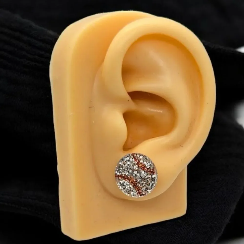 Baseball Earrings Silver Glitter Acrylic Pierced Post Sports Mom Fan Jewelry New